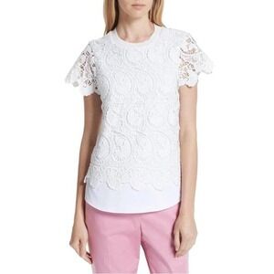 Ted Baker Embroidered Kitta Layered-Look Lace Top White Women's Size 3/US L NWT